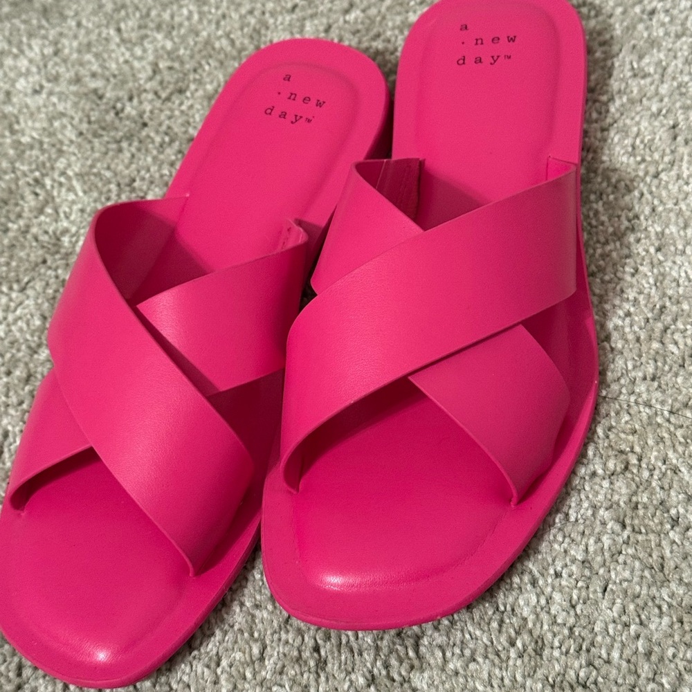 A New Day Women's Bright Pink Slide Sandals